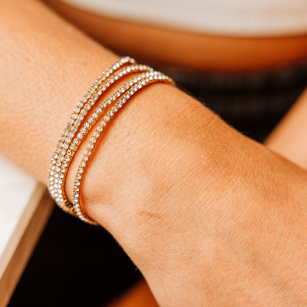 Katy Stretch Bracelet Set with CZ | Gold