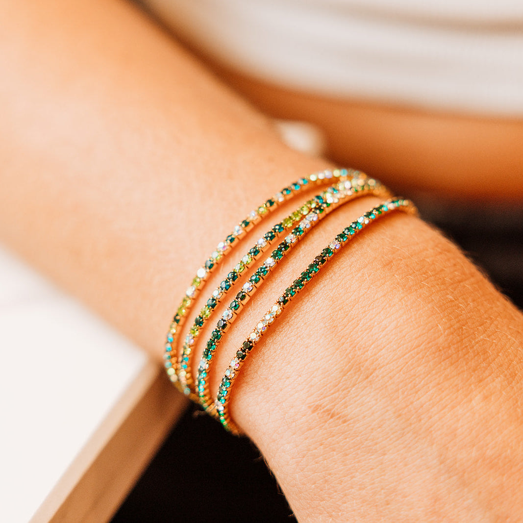 Katy Stretch Bracelet Set with Emerald CZ | Gold