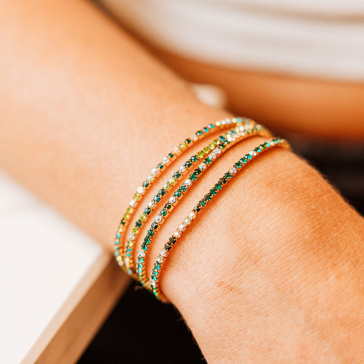 Katy Stretch Bracelet Set with Emerald CZ | Gold