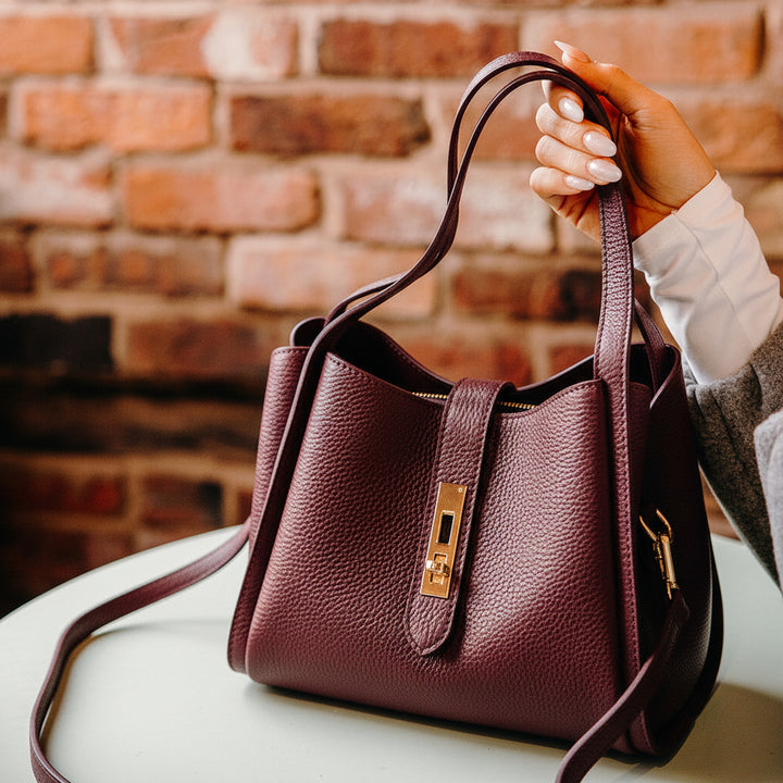Mayfair Leather Shoulder Tote | Burgundy