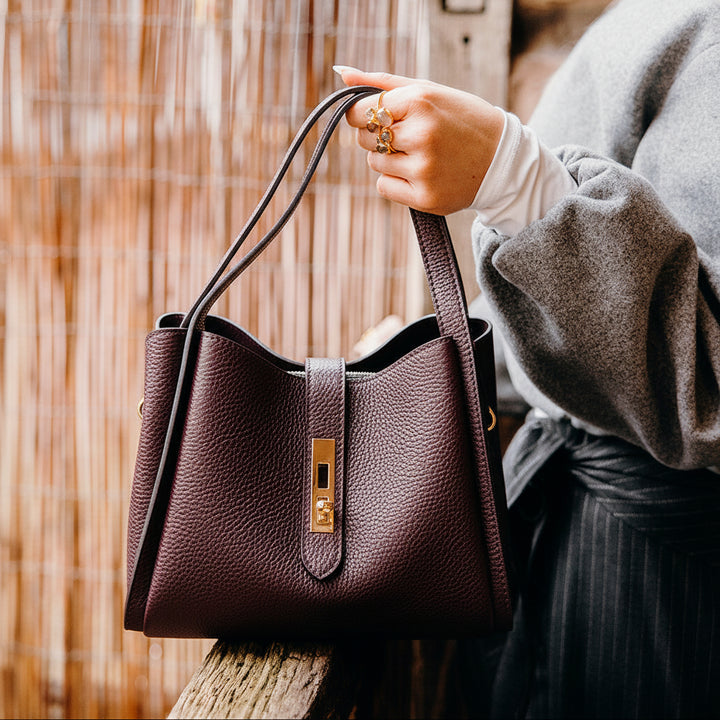 Mayfair Leather Shoulder Tote | Burgundy