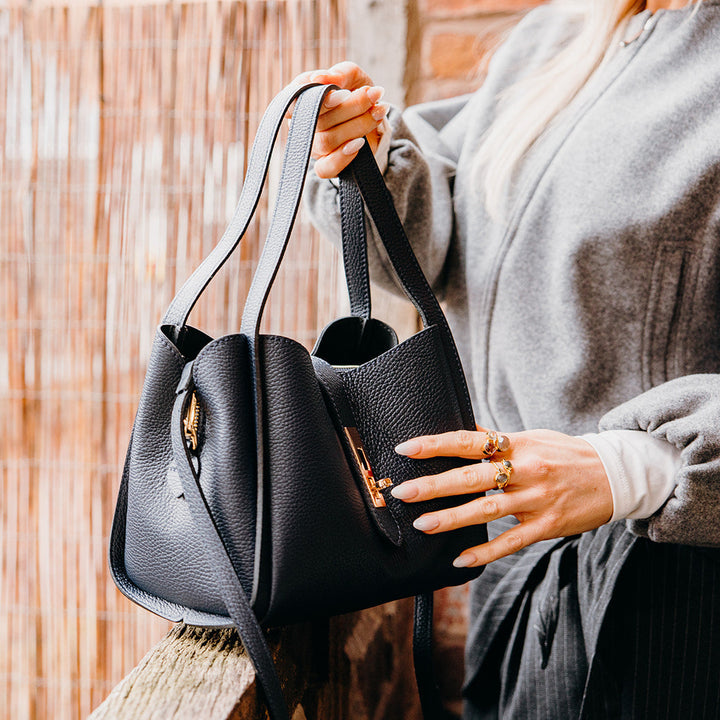 Mayfair Leather Shoulder Tote | Black