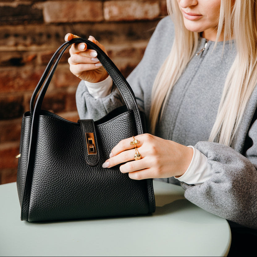 Mayfair Leather Shoulder Tote | Black