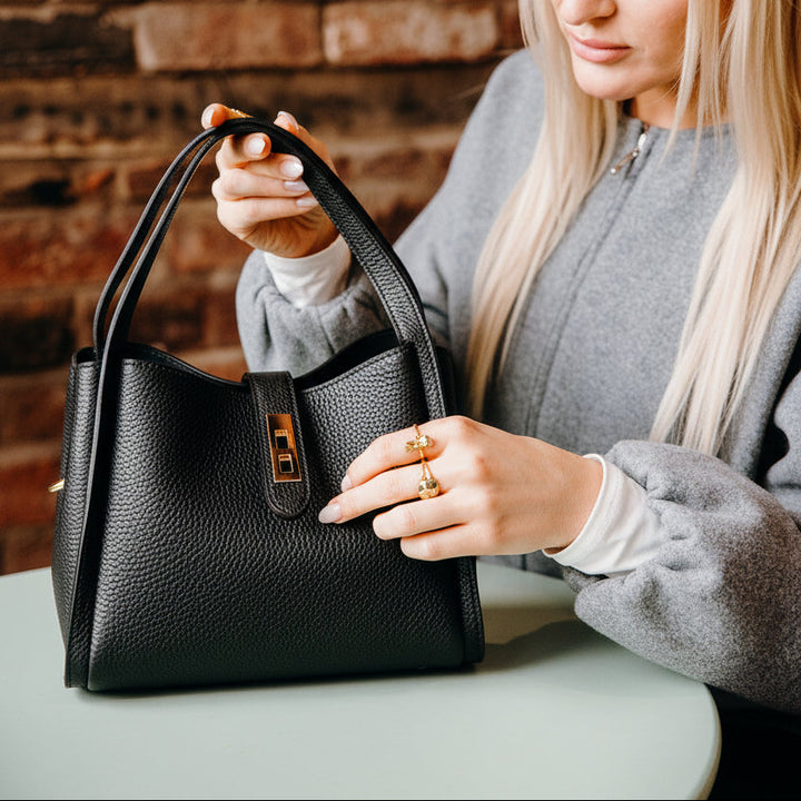 Mayfair Leather Shoulder Tote | Black