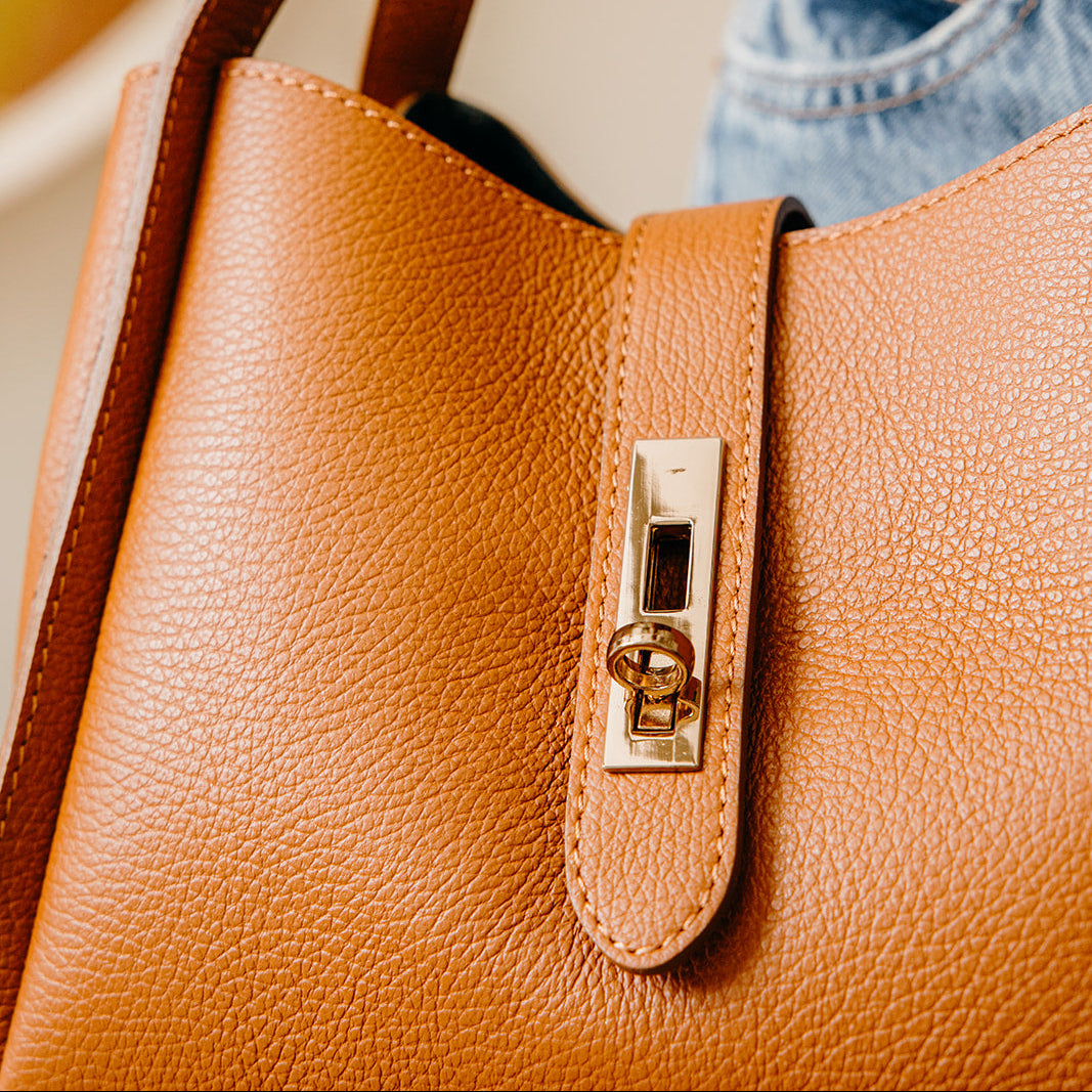 Mayfair Leather Shoulder Tote | Dark Tan