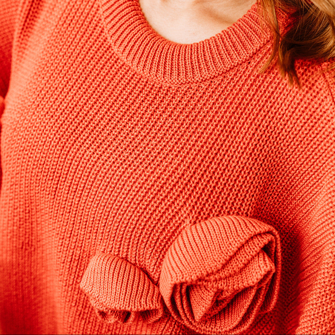 Audrey Luxury Red Rose Crew Neck Sweater | One Size