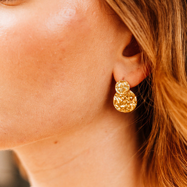 Rita small double coin earrings | Gold