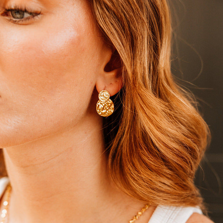 Rita small double coin earrings | Gold