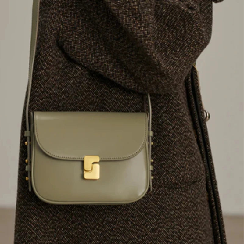 Regents Park Vintage Style Women's Sage Green Leather Shoulder Bag