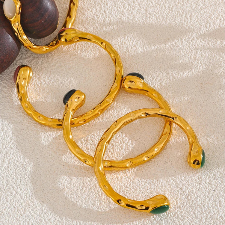 Meredith Multicoloured Stone Gold Cuff Bracelet