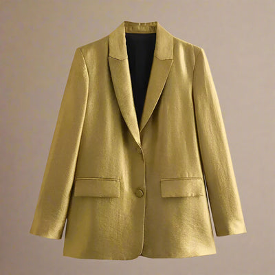 Ludlow Women's Gold Blazer. Single Breasted