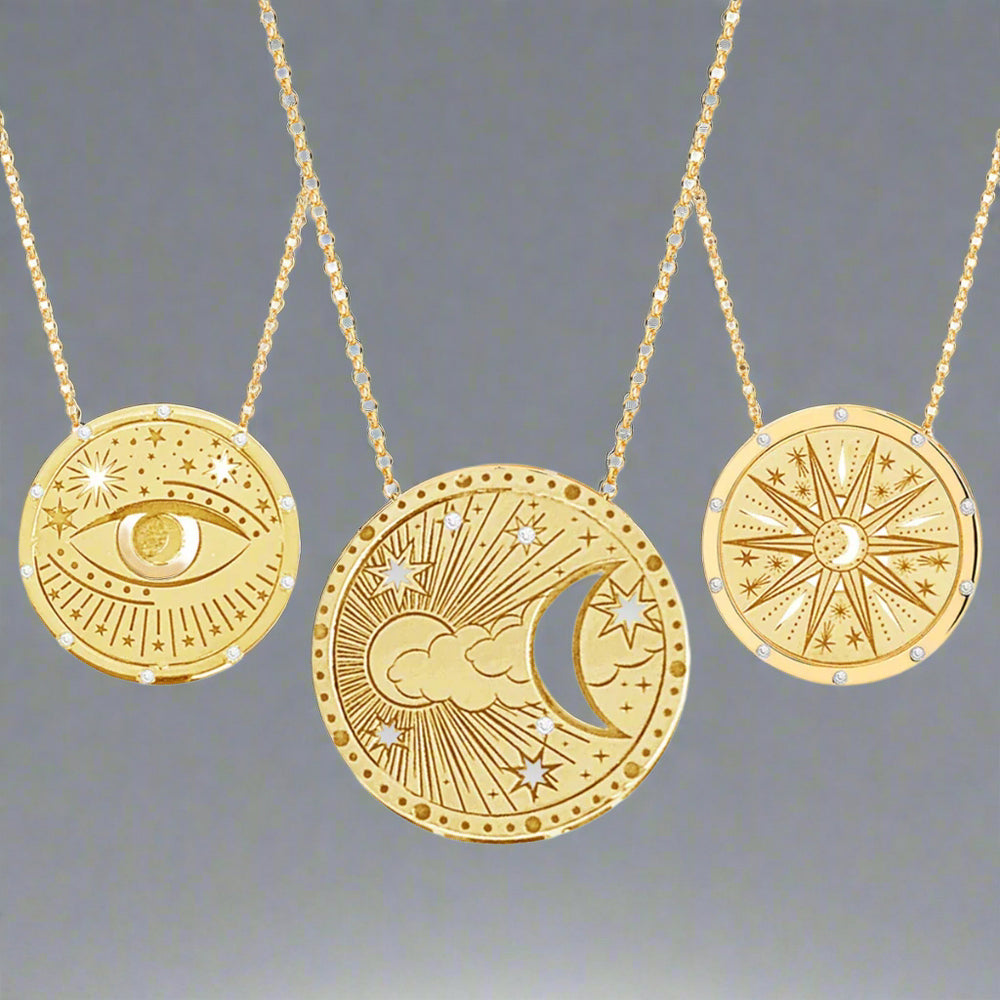 Round Pendant Tarot Eye Gold Coin Pendant Necklace