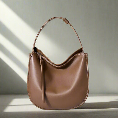 Fallon Soft Leather Hobo Bag. Taupe