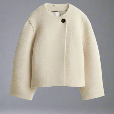 Maisie Single Button Women's Short Jacket, Cream