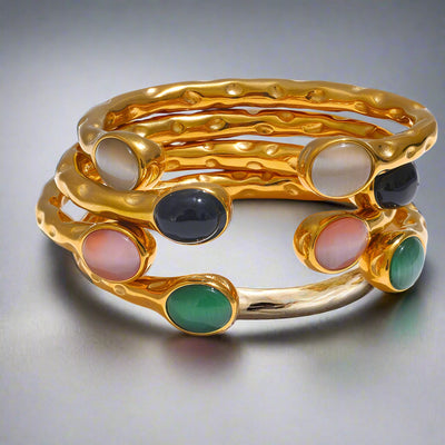 Meredith Multicoloured Stone Gold Cuff Bracelet