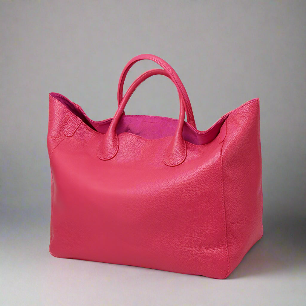 Adele Pebbled Leather tote bag in Pink