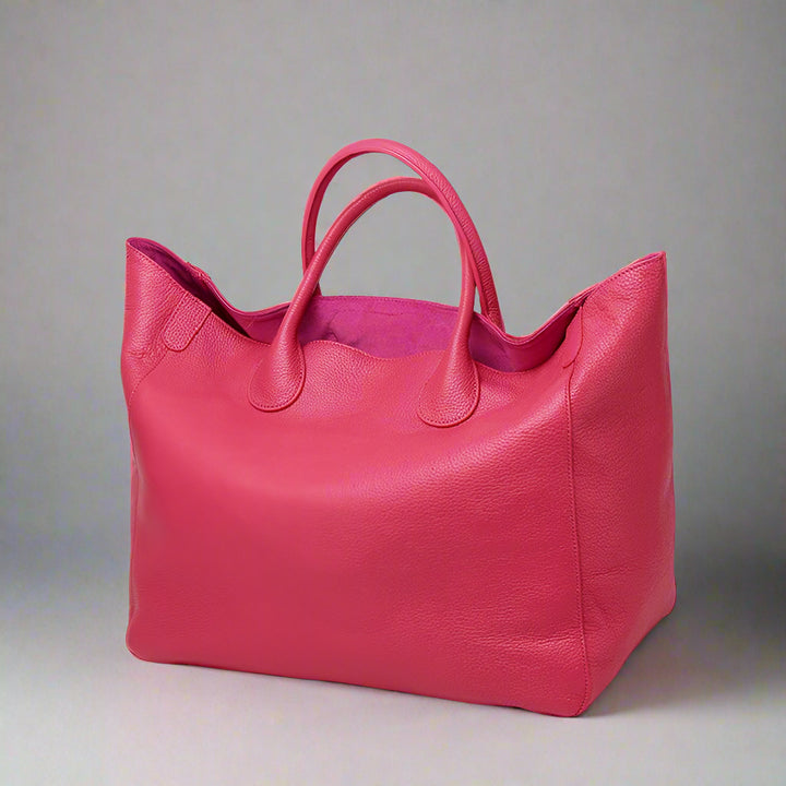 Adele Pebbled Leather tote bag in Pink