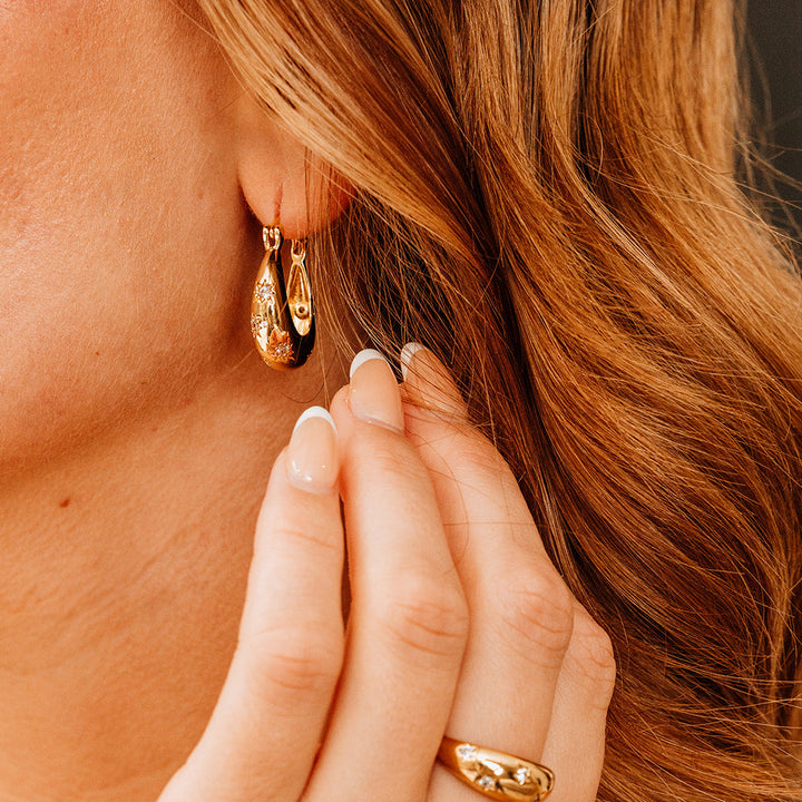 Sammy Hoop Earrrings with CZ | Gold