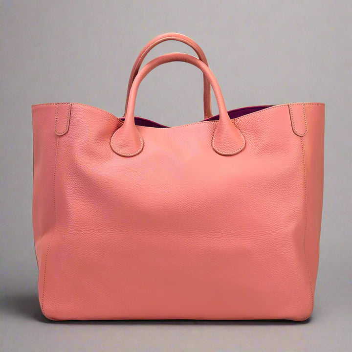 Adele Pebbled Leather tote bag in Pale Pink