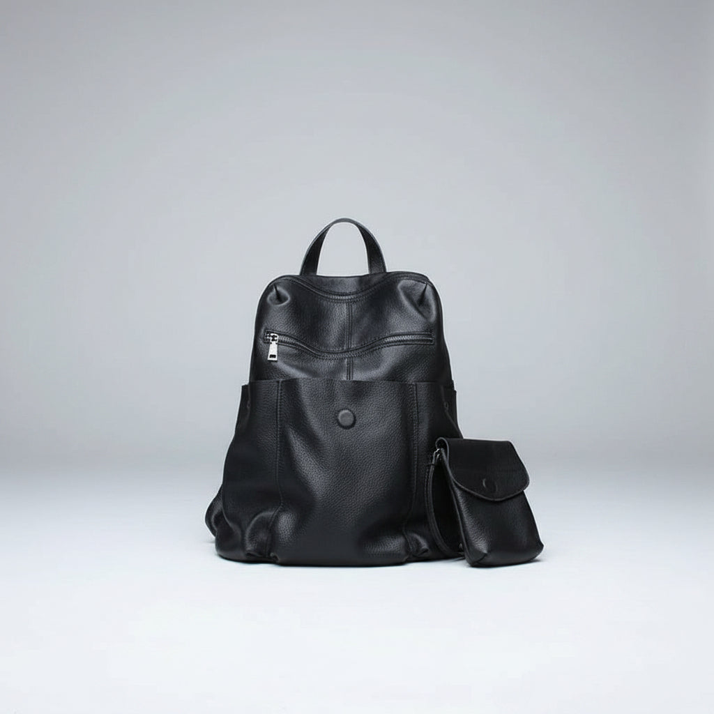 black leather backpack women's textured Whether its a day out shopping or you just need your hands free Black Leather Zipper Backpack |