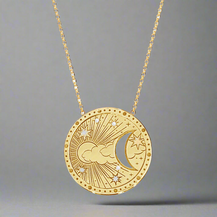Gold Coin Tarot Eye Pendant Necklace