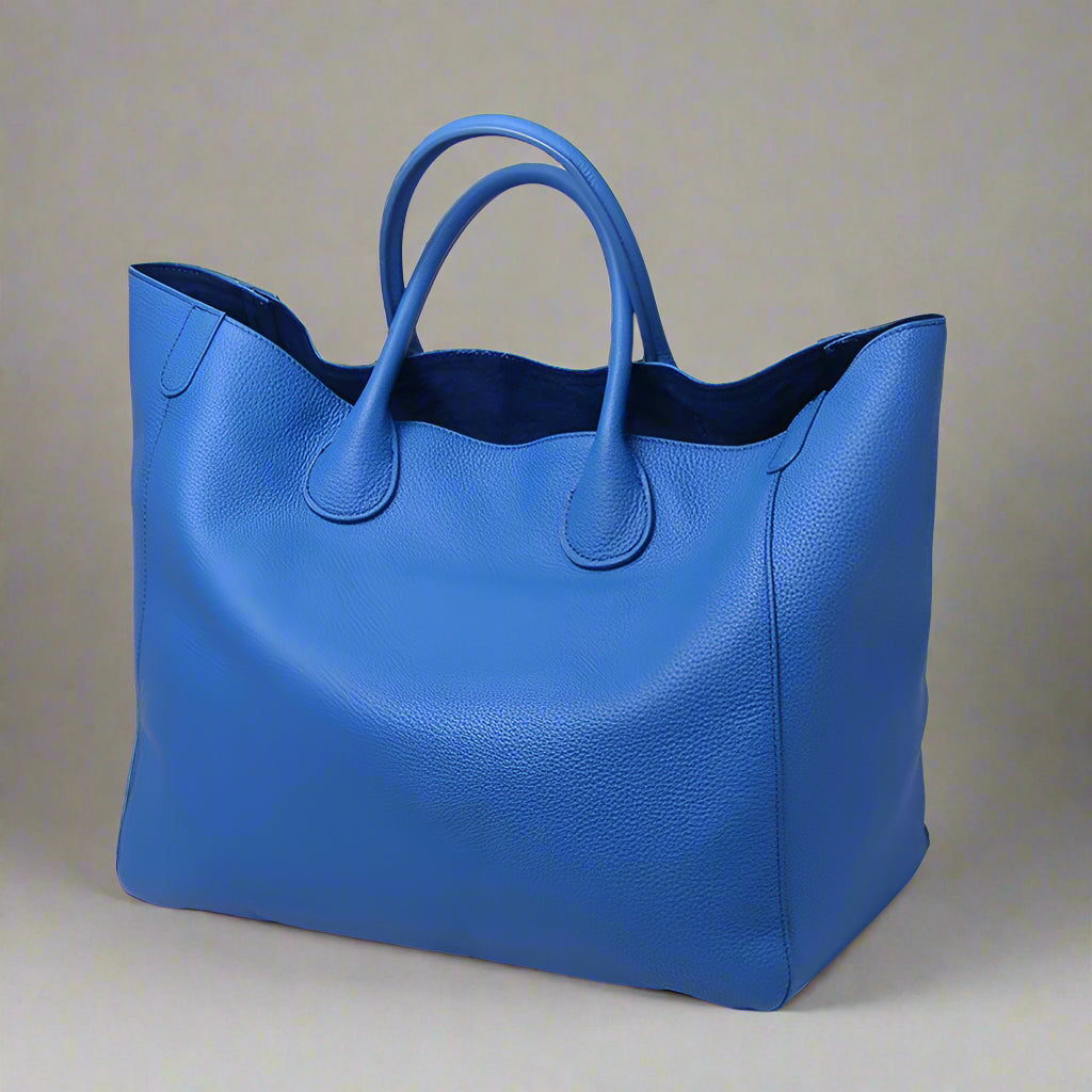 Adele Pebbled Leather tote bag in Blue