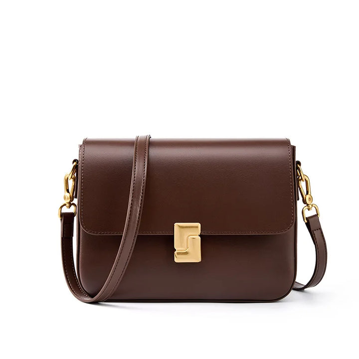 Sydney Box Style Leather Shoulder Bag. Coffee