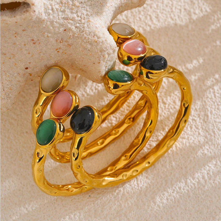 Meredith Multicoloured Stone Gold Cuff Bracelet