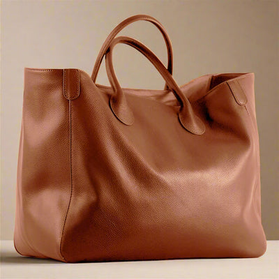 Adele Large Leather Tote Bag. Brown