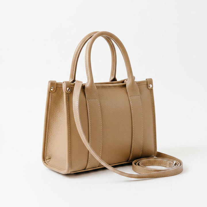 Brompton Italian Leather Small City Tote Bag | Beige