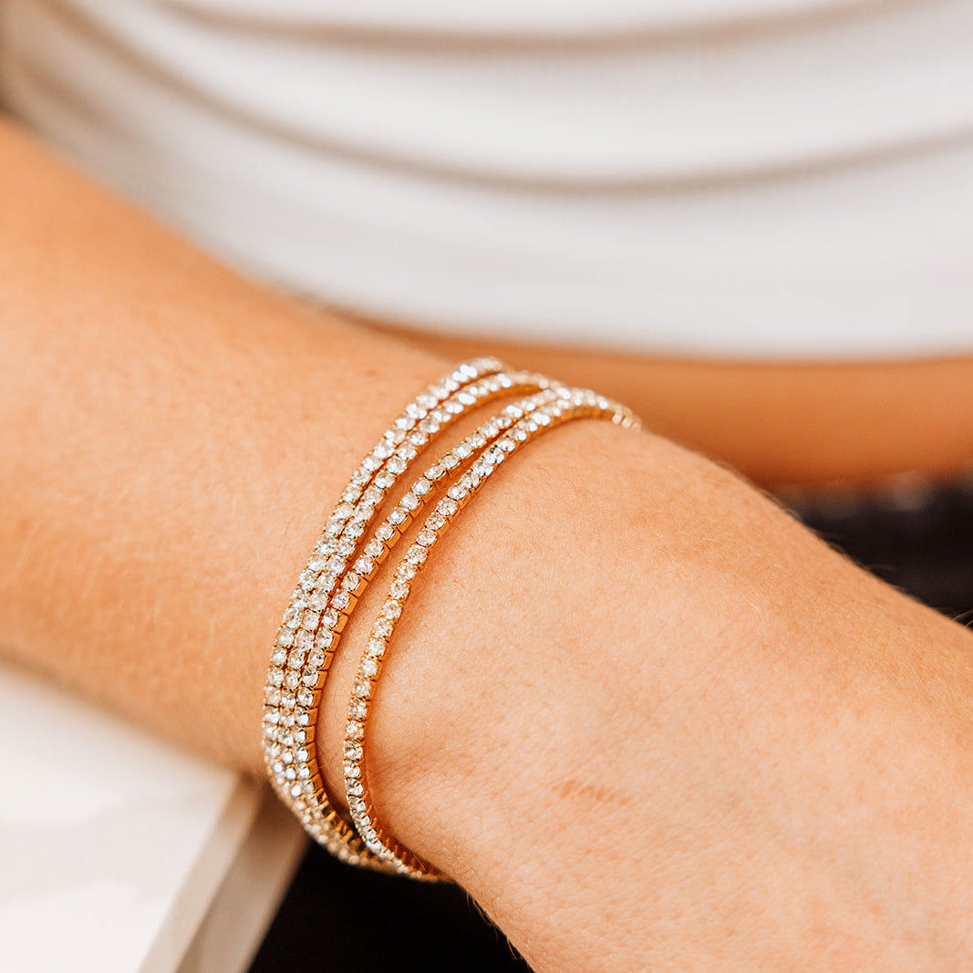 Katy Stretch Bracelet Set with CZ | Gold