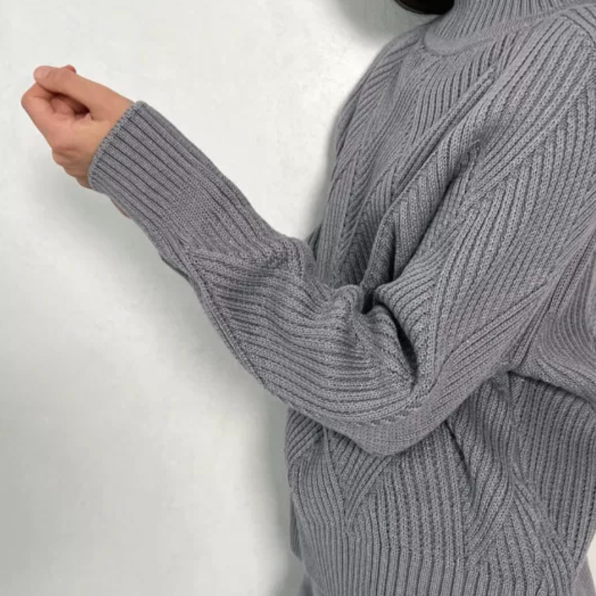 Sorrell Luxury Geo Print Turtle Neck Sweater | Grey