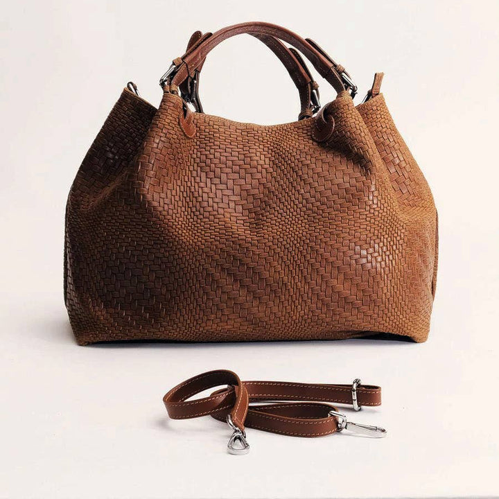 Marta Large Brown Woven Leather Bag