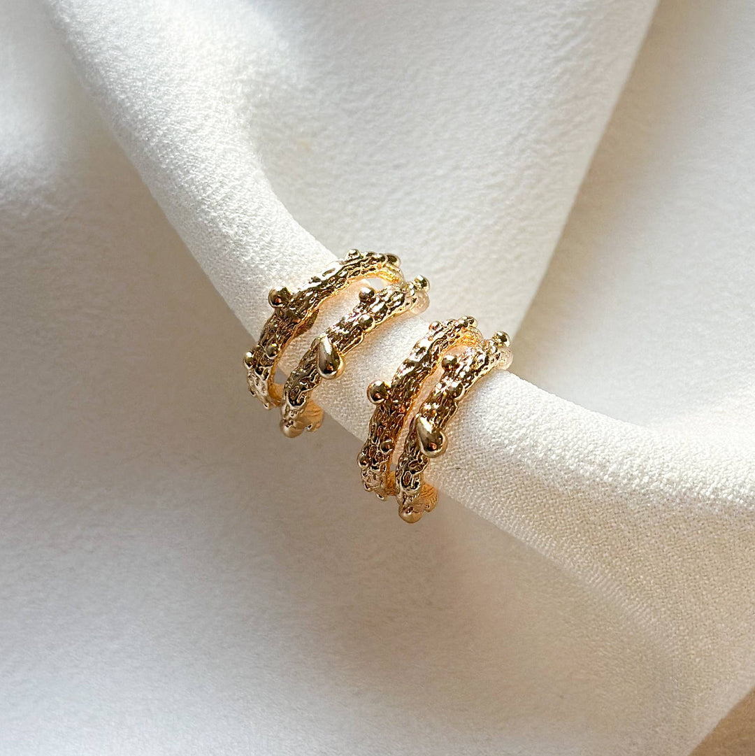 Shay Molten Effect Small Double Hoop Earrings | Gold