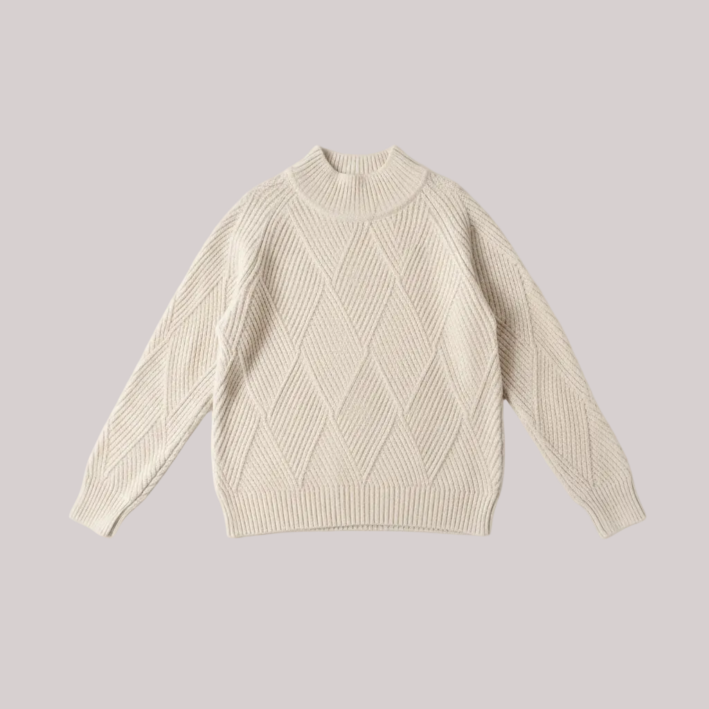 Sorrell Luxury Geo Print Women's Beige Turtle Neck Sweater 
