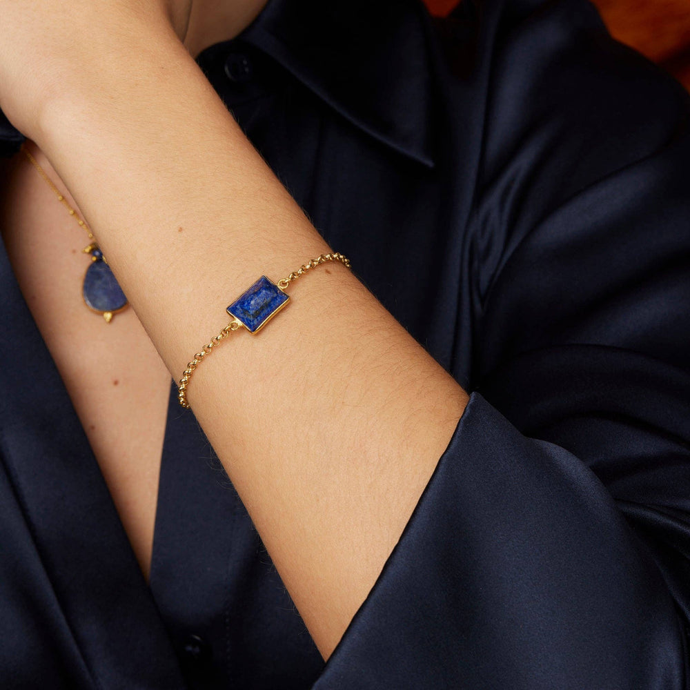 Bailey Lapis bracelet with T Bar | Gold