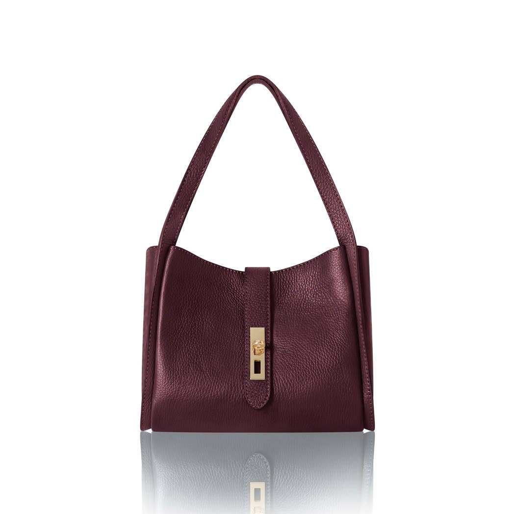 Mayfair Leather Shoulder Tote | Burgundy