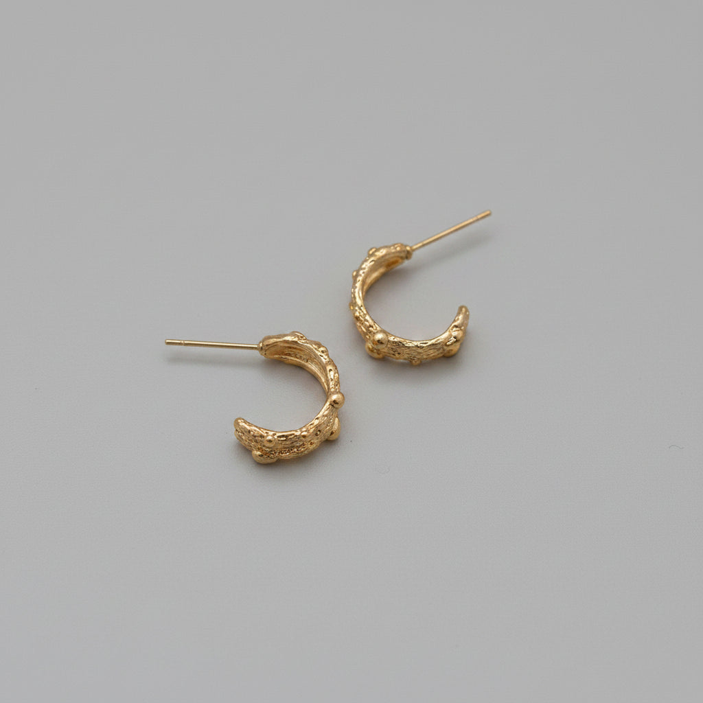 Shay Molten Effect Small Double Hoop Earrings | Gold