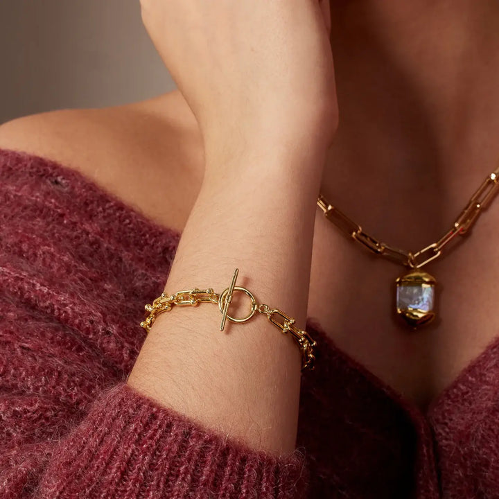 Brigitte T Bar Chain Bracelet | Gold