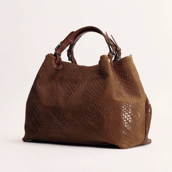 Marta Large Woven Leather Bag | Tobacco