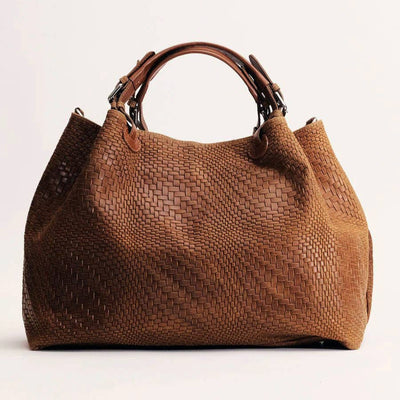 Marta Large Brown Woven Leather Bag