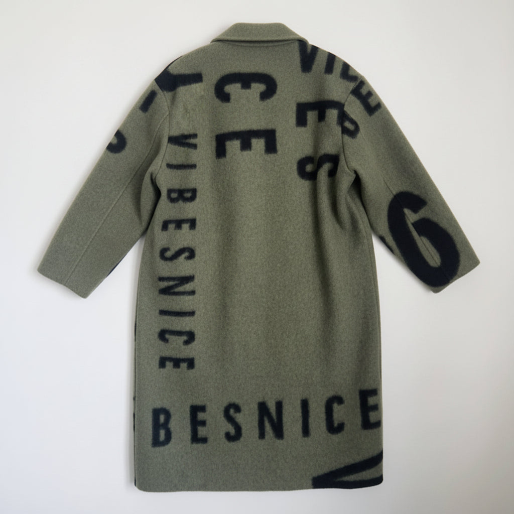 Taggie Graphic Print Overcoat in Sage | One Size