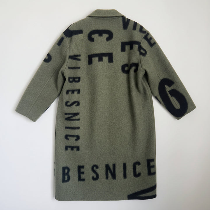 Taggie Graphic Print Overcoat in Sage | One Size