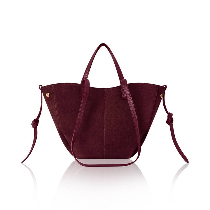 Soho Midi Tote Bag in Suede | Burgundy