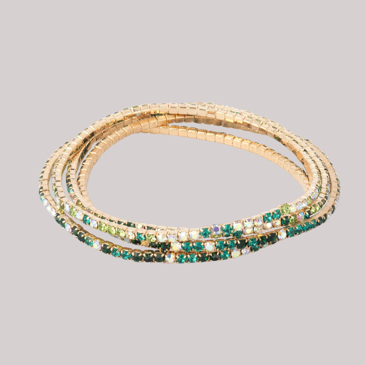 Katy Stretch Bracelet Set with Emerald CZ | Gold