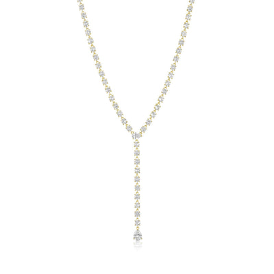 From LA based celebrity jewellery designer, Melinda Maria. This Diamond Lariat in 18k gold plating with sparkling diamondettes, will ensure you turn heads when you wear this out! 