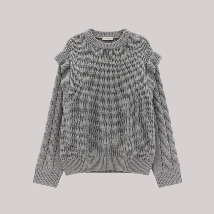 Anya Braided Oversized Grey Sweater
