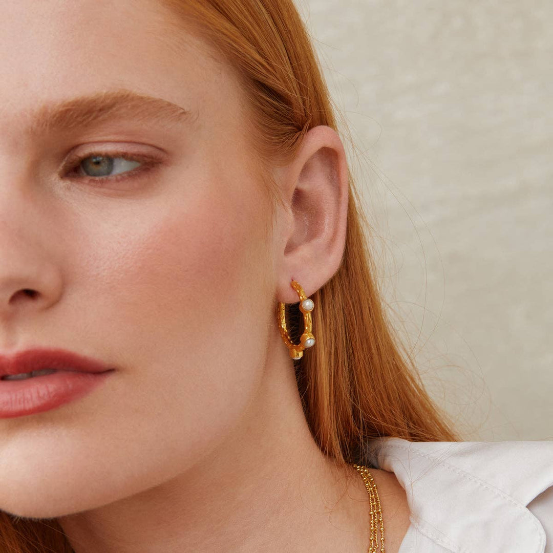Celeste Freshwater Pearl Gold Hoop Earrings