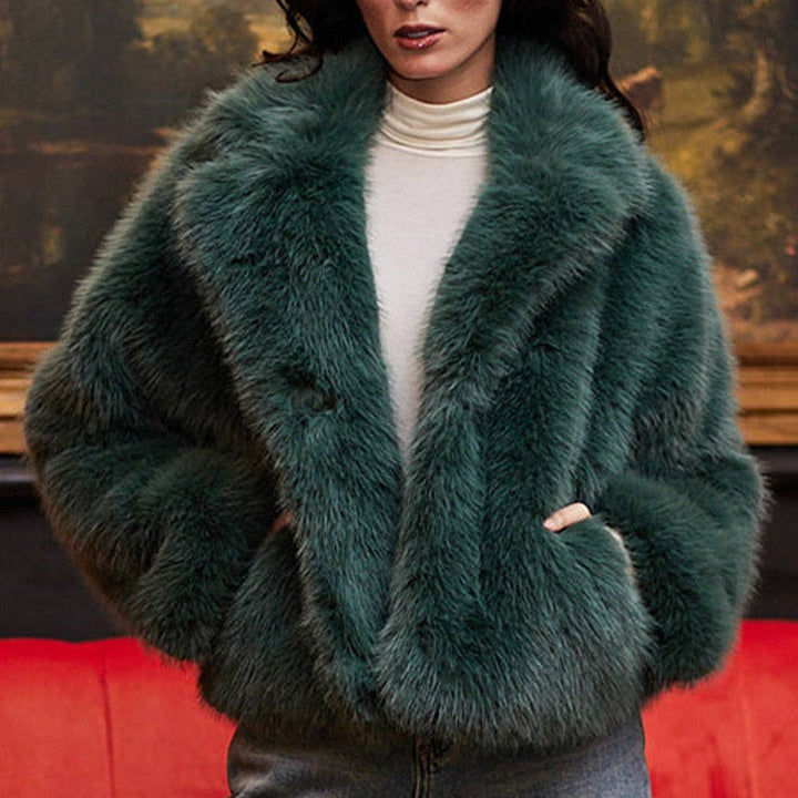 Becka Faux Fur Short Coat | Teal