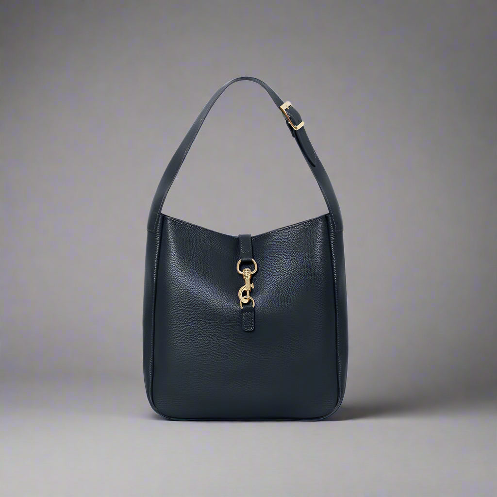 Azzura Italian Navy Leather Hobo Bag